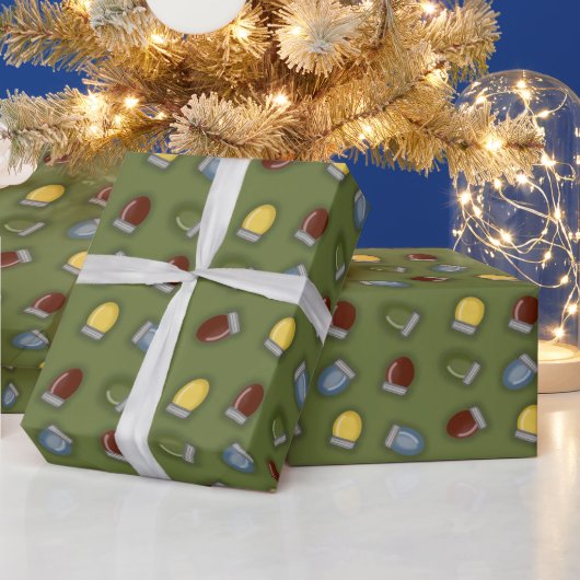 Whimsical farbige Weihnachtslichter Wrappi Geschenkpapier (Feiertage)