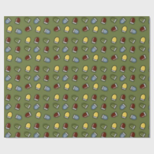 Whimsical farbige Weihnachtslichter Wrappi Geschenkpapier (Flach)