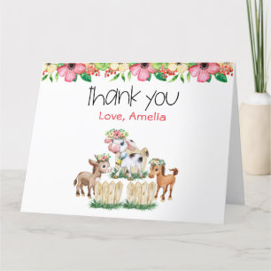 Whimsical Farm Animal Kids falten Dank Karte