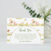 Whimsical Farm Animals Pastel 1st Birthday Dankeskarte (Stehend Vorderseite)