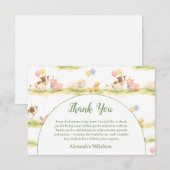 Whimsical Farm Animals Pastel 1st Birthday Dankeskarte (Vorne/Hinten)