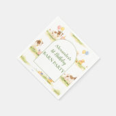 Whimsical Farm Animals Pastel 1st Birthday Serviette (Ecke)