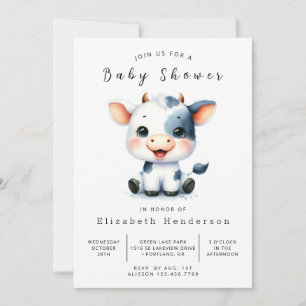 Whimsical Farm Cow Baby Dusche Einladung