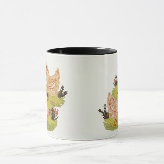 Whimsical Farm Hens Mug Tasse (Zentrum)
