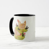 Whimsical Farm Hens Mug Tasse (Vorderseite Links)