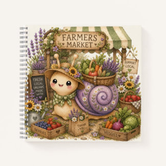 Whimsical Farmers Market Schnecke Wasserfarben Kun Notizblock