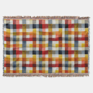 Whimsical Farmhouse Watercolor Plaid Decke