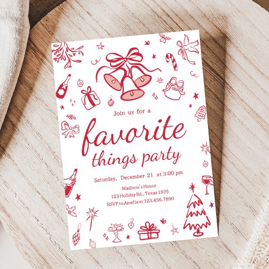 Whimsical Favorite Things Weihnachts-Party Einladung