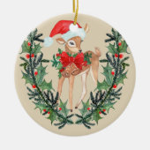 Whimsical Fawn Kreath Keramik Ornament (Vorne)