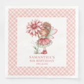Whimsical Feen Mädchen 1. Geburtstag Blush Rosa Serviette (Vorderseite)