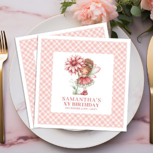 Whimsical Feen Mädchen 1. Geburtstag Blush Rosa Serviette