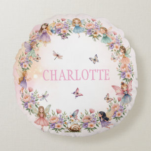 Whimsical Feengarten Geschenk für Mädchen Rundes Kissen