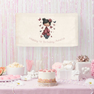 Whimsical-Feenzauberpuppe Retro-Niedlich Geburtsta Banner