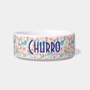 Whimsical Feline Garden Cat Bowl Napf