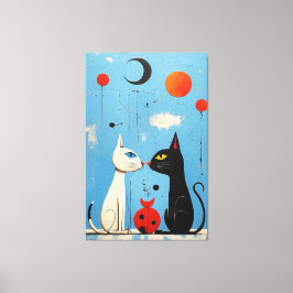 Whimsical Feline Harmony A Miró inspiriert Graphic Leinwanddruck