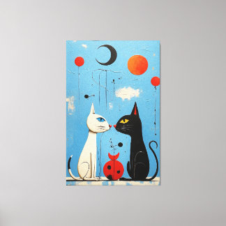 Whimsical Feline Harmony A Miró inspiriert Graphic Leinwanddruck