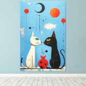 Whimsical Feline Harmony A Miró inspiriert Graphic Leinwanddruck (Insitu (Holzboden))