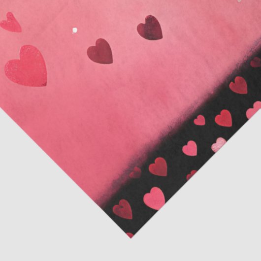 Whimsical Feline Pink & Red Liebe Herzdekoupage Seidenpapier (Ausschnitt)