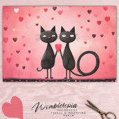 Whimsical Feline Pink & Red Liebe Herzdekoupage Seidenpapier