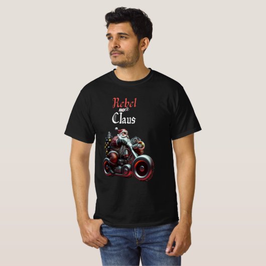Whimsical Festive Biker Santa Claus T-Shirt (Vorne ganz)