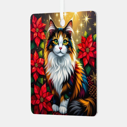 Whimsical Festive Cats Christmas Personalized Ornament Aus Metall (Vorderseite links)