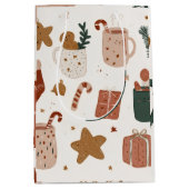 Whimsical Festive Christmas Pattern Gift Bag Mittlere Geschenktüte (Vorderseite)