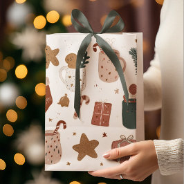 Whimsical Festive Christmas Pattern Gift Bag  Mittlere Geschenktüte