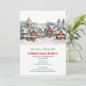 Whimsical festive city Christmas scene celebration Einladung (Stehend Vorderseite)