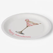 Whimsical Festive Martini Glass Paper Plates Pappteller (Schrägansicht)