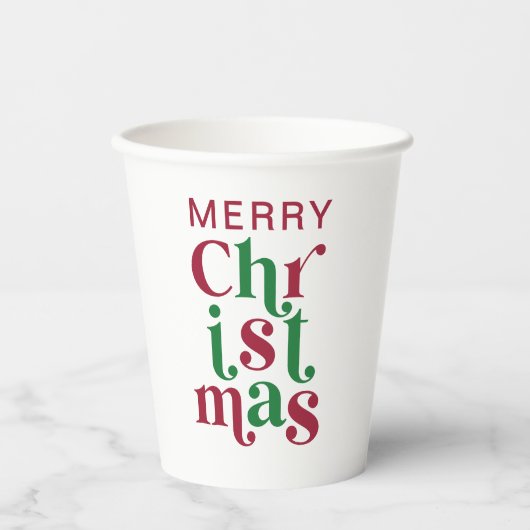 Whimsical Festive Merry Christmas Typography Pappbecher (Vorderseite)
