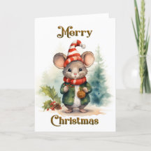 Whimsical Festive Mouse Weihnachtskarte