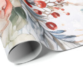 Whimsical Festive Vintag Floral Snowman Geschenk Geschenkpapier (Rolleneckpunkt)