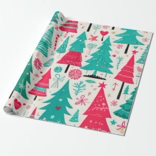 Whimsical Festive Weihnachtsbaum Muster Geschenkpapier