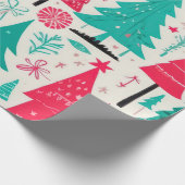 Whimsical Festive Weihnachtsbaum Muster Geschenkpapier (Ecke)