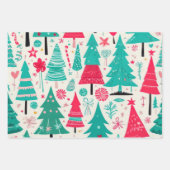 Whimsical Festive Weihnachtsbaum Muster Geschenkpapier Set (Vorderseite)