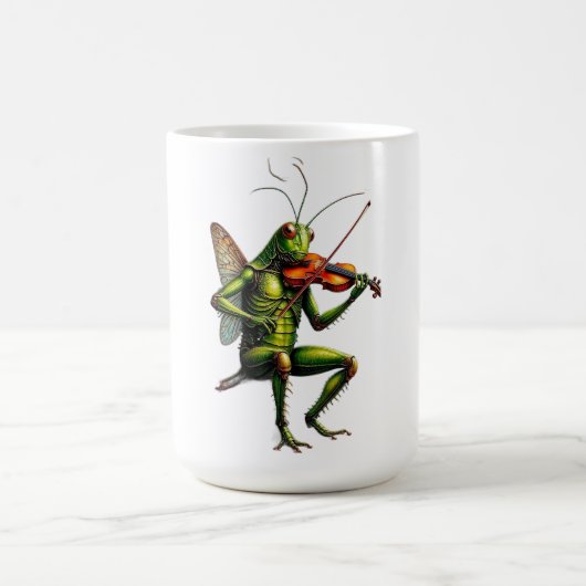 Whimsical Fiddler Grashüpfer Grafik Langarmshirt Kaffeetasse (Mittel)