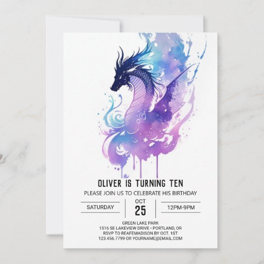 Whimsical Fierce Dragon zum Geburtstag Einladung (Vorderseite)