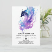 Whimsical Fierce Dragon zum Geburtstag Einladung (Stehend Vorderseite)
