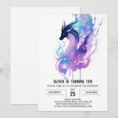 Whimsical Fierce Dragon zum Geburtstag Einladung (Vorne/Hinten)