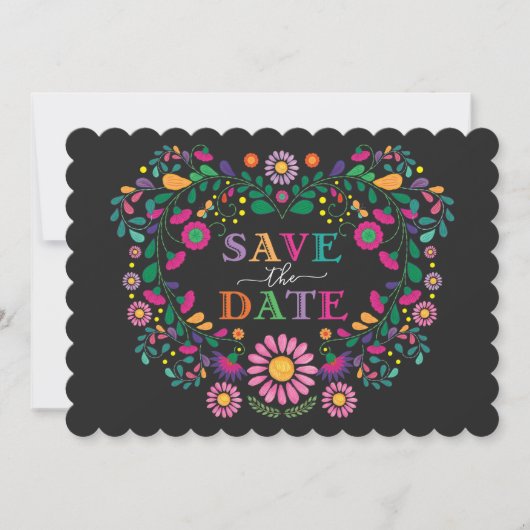 Whimsical Fiesta Blumenkranz Save the Date Einladung (Vorderseite)