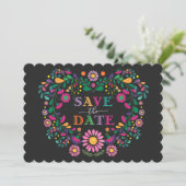 Whimsical Fiesta Blumenkranz Save the Date Einladung (Stehend Vorderseite)