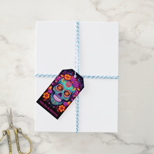 🌹 Whimsical Fiesta: Sugar Skull Serenade 🌹 Geschenkanhänger (Mit Garn)