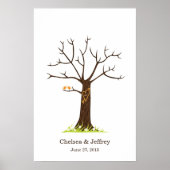 Whimsical Fingerprint Tree mit Lovebirds Poster (Vorne)