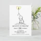 Whimsical First Geburtstag | Elefant Einladung (Stehend Vorderseite)