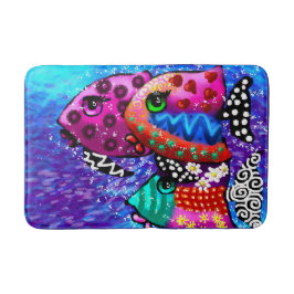Whimsical Fish Trio farbenfroh Abstrakt nautic Badematte
