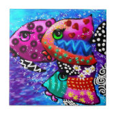 Whimsical Fish Trio farbenfroh Abstrakt nautic Fliese (Vorderseite)