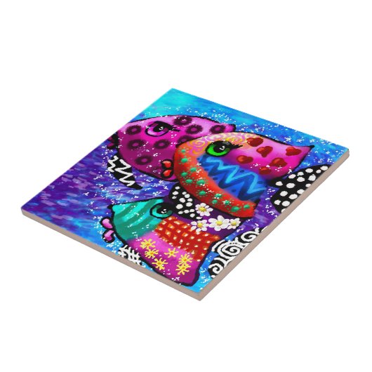 Whimsical Fish Trio farbenfroh Abstrakt nautic Fliese (Seite)