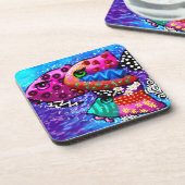 Whimsical Fish Trio farbenfroh Abstrakt nautic Getränkeuntersetzer (Linke Seite)