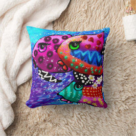 Whimsical Fish Trio farbenfroh Abstrakt nautic Kissen