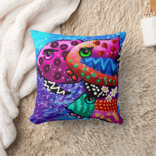Whimsical Fish Trio farbenfroh Abstrakt nautic Kissen